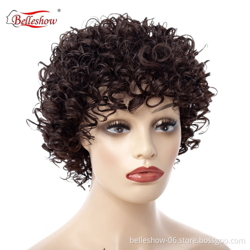 Hot sell wholesale cheap black wigs in Europe and America synthetic hair African lady short hair wig